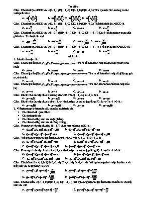 Ôn tập môn Toán - Phần Mặt cầu